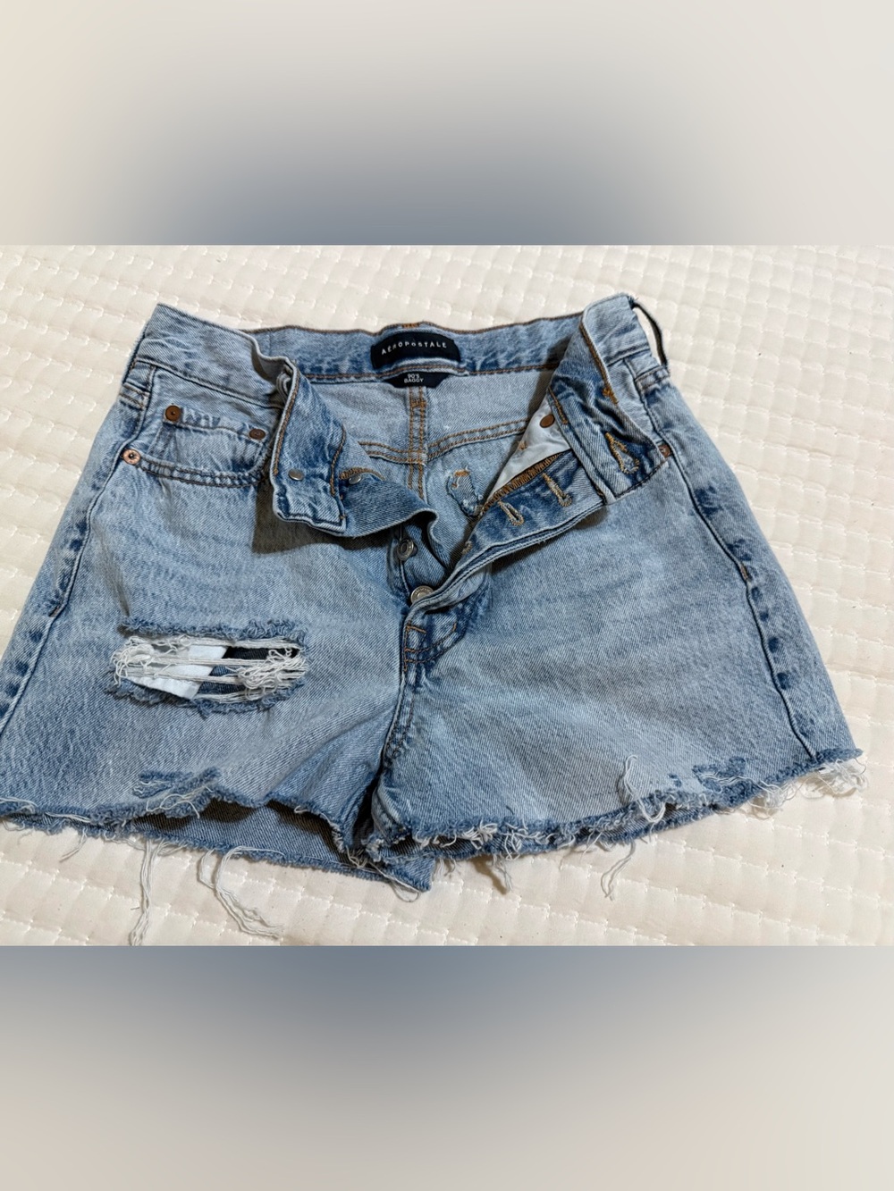Aeropostale Light Blue Distressed Denim Jean Shorts